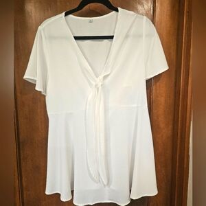 Stylish White Tie-Front Top